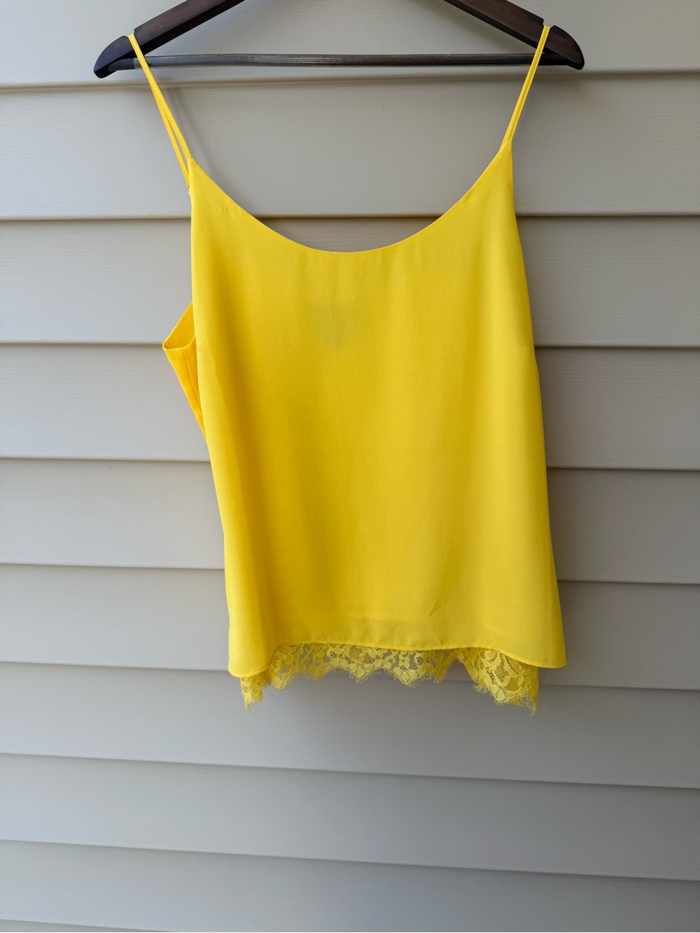 Rachel Zoe Yellow Lace Trim Camisole Tank Top Size Large Adjustable Straps